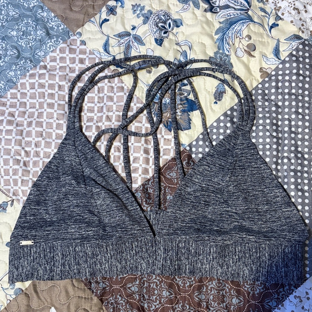 Pink Gray Strappy Bralette